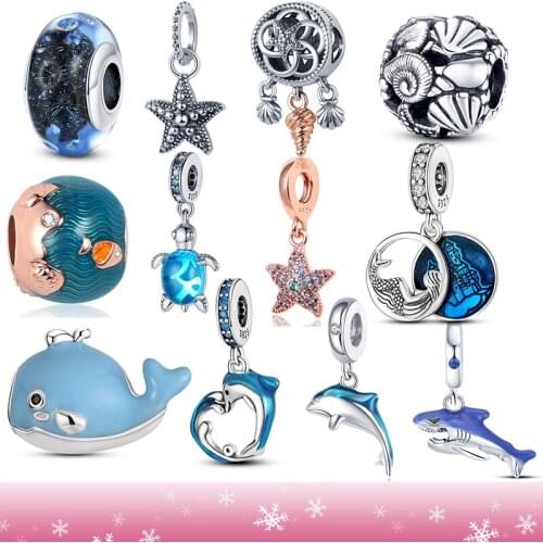 Qikaola Fish Beads Charms Fit Original Pandora Bracelet For Women DIY Jewelry Making Hot Sale 925Silver CMS1517