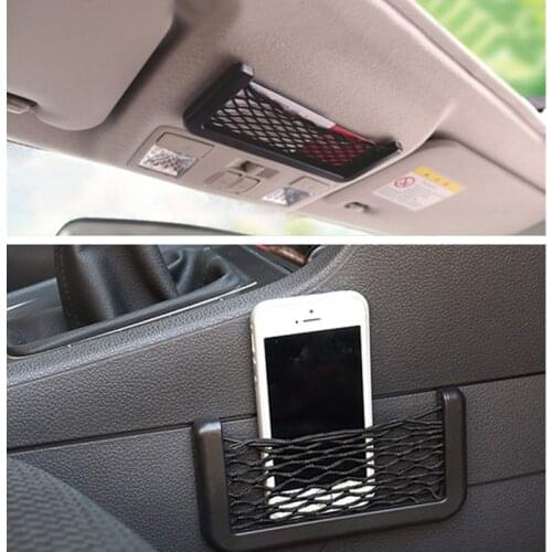 Black Auto Car Storage Net Bag Mesh Resilient String Holder Pocket Organizer Self Adhesive Shelves DROP SHIPPING OK