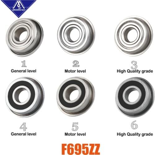 Mellow 10Pcs F695-2RS Bearing 5*13*4 mm Flanged Bushing F695 RS Ball Bearings F695RS For VORON Mobius 2/3 3D Printer