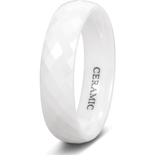 Eamti New White Ceramic Rings for Women Men 4/6mm Hand Cut Fashion Ring For Female Unique Design Jewelry Wedding Band Shiny