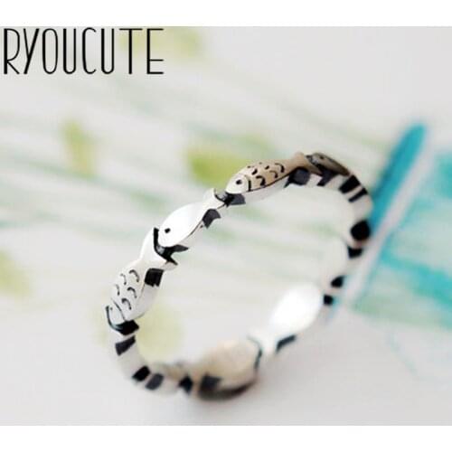Bijoux Boho Silver Color Fish Rings for Women Lady Rings Fashion Party Statement Jewelry Wholesale