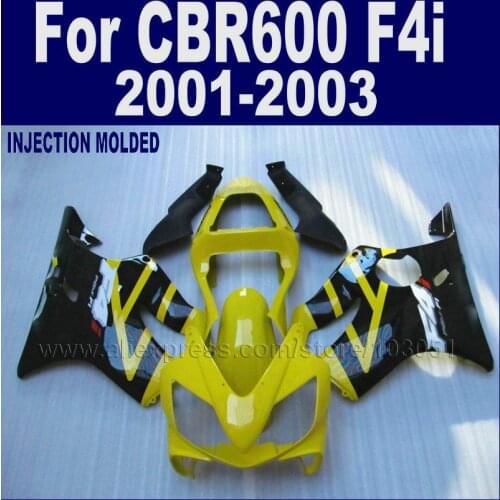 ABS Plastics Road Fairings Set For Honda CBR 600 F4i 01 02 03 Cbr 600 F4i 2001 2002 2003 Yellow Black Race Bodywork Fairing Kit