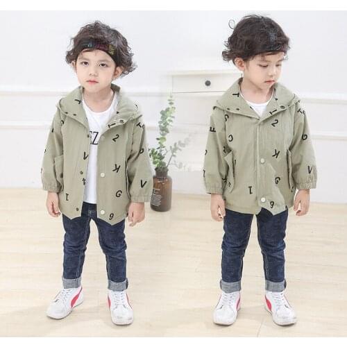 Boys Jacket 2018 New Spring Autumn Jacket Windbreaker Letter Printing Washed Cotton Korean Casual Baby