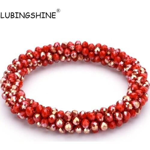 LUBINGSHINE Multicolor Annulus Jewelry Crystal Strand Beads Elastic Bracelets Bangles For Women Charm Stretch Bracelet JJ B1396