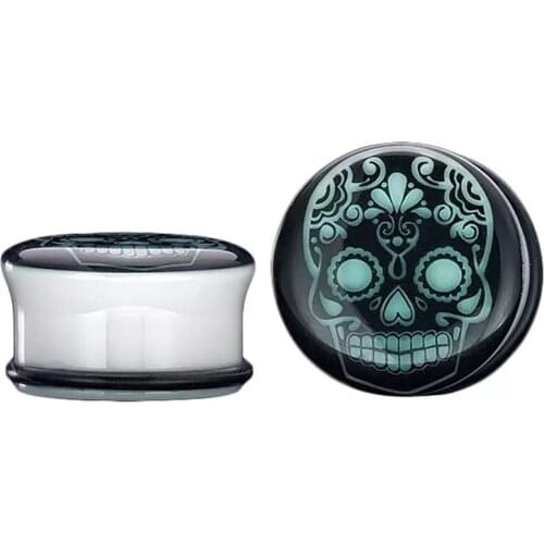 2PCS Fashion Luminous Skull Ear Gauges Plugs Tunnels Screw Fit Expansion Punk Ear Stretched Piercing Unnels Body Jewelry