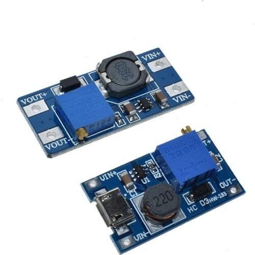 MT3608 DC-DC Adjustable Boost Module 2A Boost Plate Step Up Module with MICRO USB 2V-24V to 5V 9V 12V 28V 2577