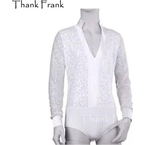 Boys Sequin Ballet Leotard Men Long Sleeve Dance Short Unitard Male Costume C416