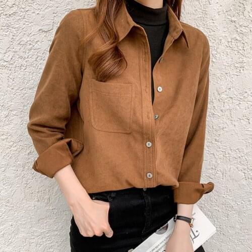 JMPRS Soft Women Shirts Korean New 2021 Solid Pocket Long Sleeve Button Up Shirt Elegant Casual Loose Office Ladies Fall Tops