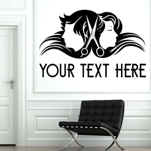 Barber Shop Individualization Name Wall Decals Vinyl Hair Salon Name Custom Decal Removable Barbershop Window Decor Mural Z635