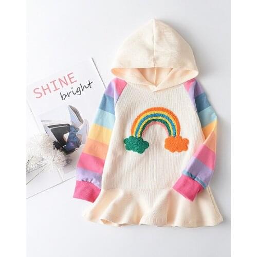 Toddler Girls Sweater Dress Kids Dresses Knit Girls Clothes Children Dress Casual Costume Rainbow Girl Christmas Party Dresses