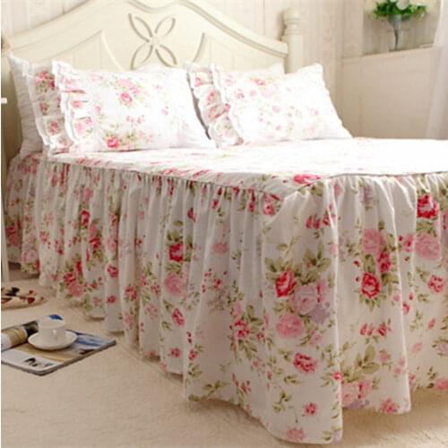Hot Garden rose print bedspread 100% cotton bedding princess bed sheet handmade twinkle processing bedspreads wedding bed cover