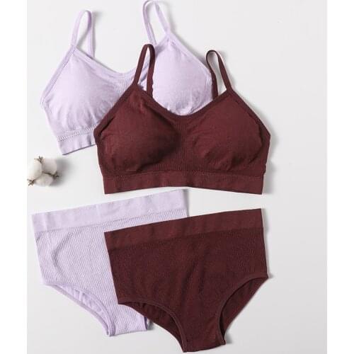 Sexy Women Bra Panties Set Seamless Top Sports Bra Set Sexy Briefs Active Bra Comfort Lingerie Set Fitness Crop Top Underwear