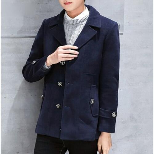 Woolen Coat For Man Winter Mens Jacket Winter Coat Men Short Overcoat Korean Man Coats Abrigos Casaco Masculino KJ240