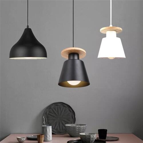 Modern industrial LED wood Pendant Light For Dining Room Bedroom Aisle Corridor Cafe Bar E27 Ceiling Pendant Lamp Indoor