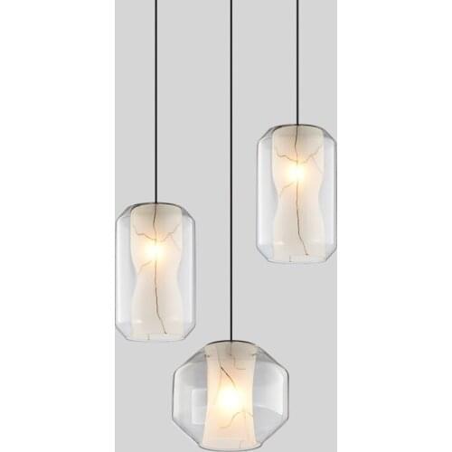 Marble-like Nordic personality single head glass chandelier restaurant bar decoration bedside pendant lamp