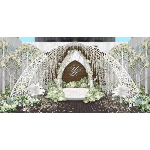 Wedding props iron art fan screen set pieces wedding props iron art screen background