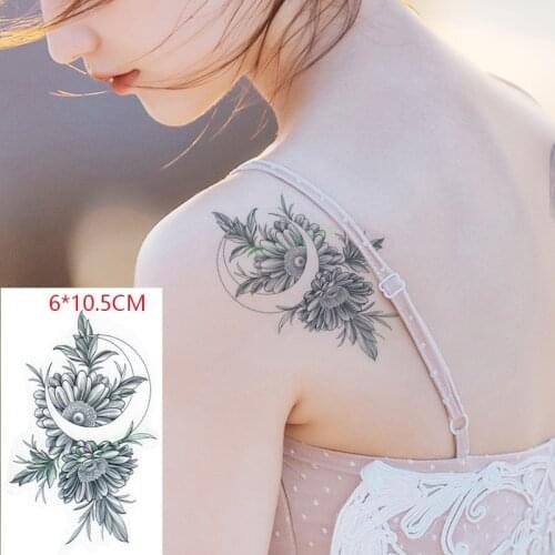 Waterproof Temporary Tattoo Sticker ins Chrysanthemum moon sexy Body Art flash tatoo fake tatto for Women Men