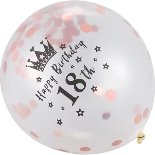 Big deal 5Pc 12 Inch Confetti Balloons Latex Pink Birthday Balloons 18 Years Old Anniversary Wedding Party Decoration