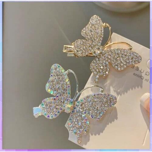 Diamond Butterfly Hairpin Pearl Metal Side Clip Elegant Star Round Geometric Hair Clips for Women Girl Barrette Hair Accessories