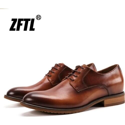 ZFTL Mens dress shoes Business shoes genuine leather man Oxford shoes male formal lace-up shoes Retro man Derby shoes