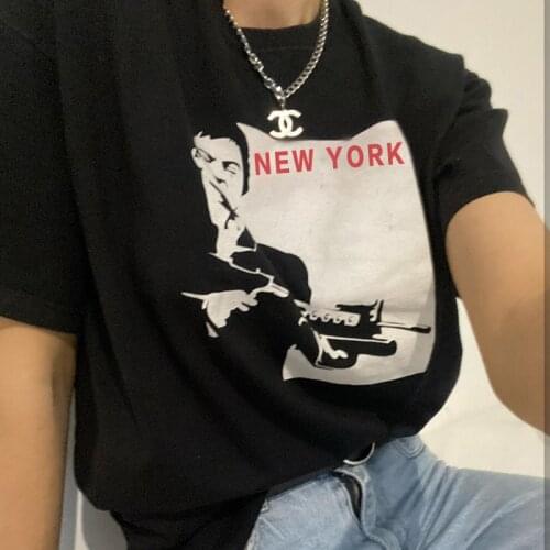 Y2K Womens t-shirts korean Black Oversized Tshirt Tops harajuku vintage Grunge aesthetic gothic graphic punk clothes Hip Hop