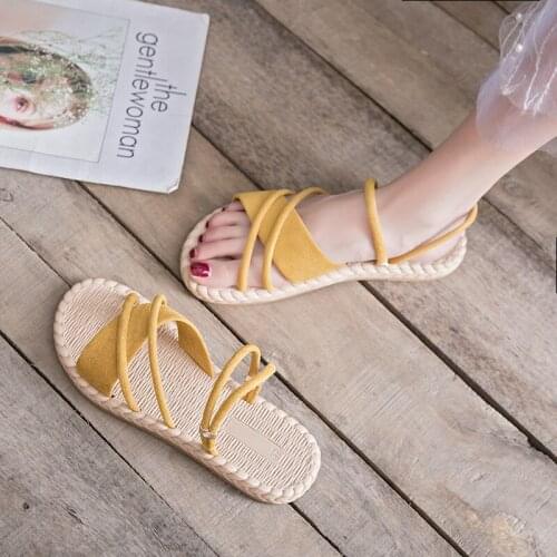 Womens Sandals 2021new Fairy Style Flat Online Influencer Fashion Super Hot All-Matching Summer Slippers gothic kawaii shoes