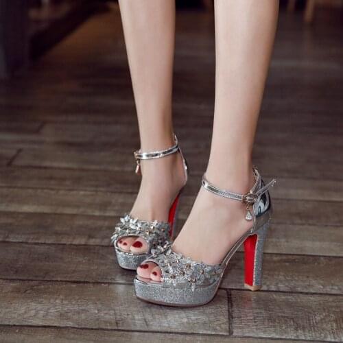 YMECHIC 2018 Summer Party Wedding Bridal Platform Sandals Women Extreme High Heels Ladies Shoes Gold Silver Pink Peep Toe Sandal