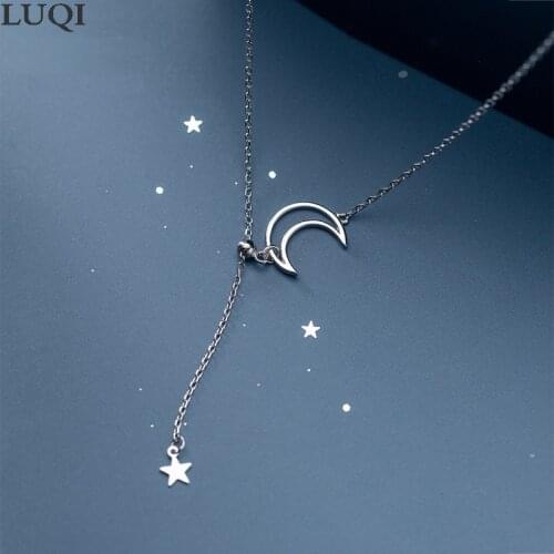 Fashionable Womens S925 Silver Plated Platinum Personality Fresh Hollow Xingyue Tassel Adjustable Necklaces 729