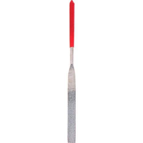 1 Piece 180mm Long Art Craft Flat Diamond File Grinding Tool Red Silver Tone