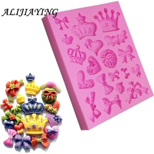 1Pcs Crown & Bow Tie Silicone Fondant Soap 3D Cake Mold Cupcake Jelly Candy Chocolate Decoration Baking Tool Moulds D0226