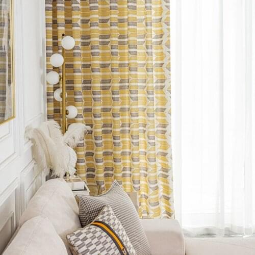 2021 New Modern and Simple Polyester-cotton Printing Curtains for Living Dining Room Bedroom