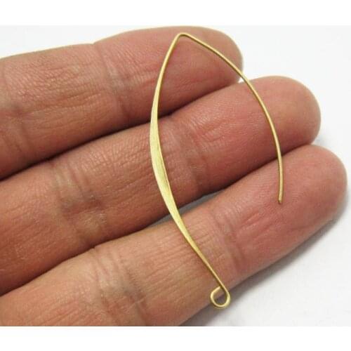 100pcs Brass ear wire 50mm Raw brass Earrings Hooks R212