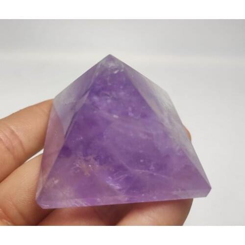 44mm Natural Amethyst Pyramid Treatment Stone Crystal Chakra Spirit Crystal Fengshui Home Decoration Gem