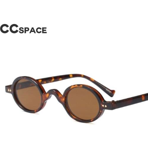 45597 Small Round Retro Sunglasses Men Women Rivet Steampunk Leopard Tea Shades CCSPACE 45597 Vintage 2018 Brand Glasses Oculos