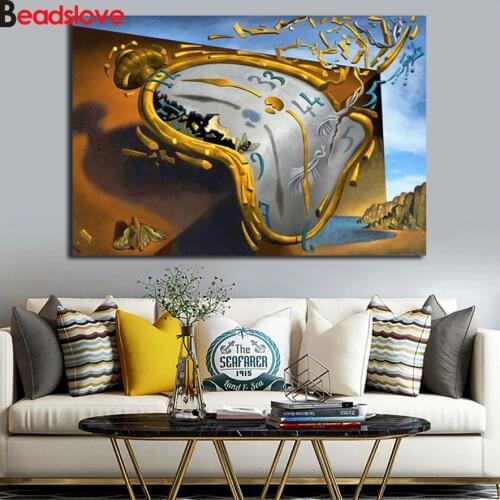 5D DIY Diamond painting kits Full Round square Diamond Art Clock By Salvador Dali Full Round Diamond embroidery