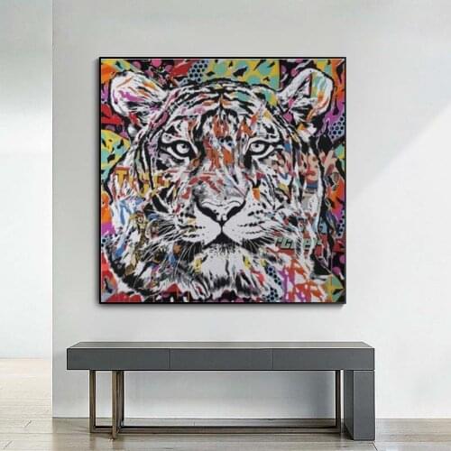 Abstract Tiger Head Street Graffiti Posters And Prints Canvas Art Painting On Wall Art Picture For Living Room Home Decor