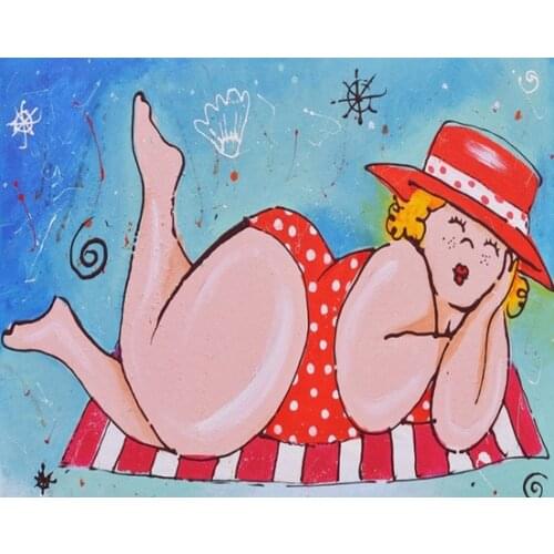 Diamond Painting Cartoon Beach Beauties Square Diamond Round Diamond Decoration Customizable Wall Art Decoration Frameless