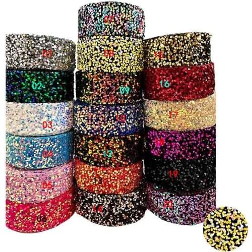 20 yards 3" stock colors velvet sequin ribbon