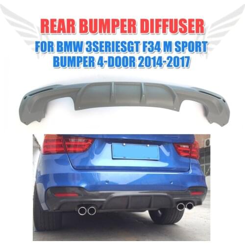 Rear Bumper Lip Diffuser Spoiler for BMW 3 Series GT F34 M Sport Bumper 4-Door 2014-2017 FRP Unpainted Grey Primer
