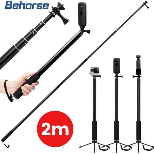 For Insta360 One X/X2 /DJI OSMO Pocket/GoPro Hero 7 6 5 Sjcam Camera Accessories 2M Aluminum Alloy Monopod Selfie Stick