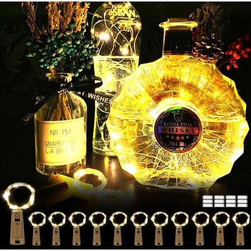 2M 20LEDs Garland Wine Bottle Cork String Lights Copper Wire Colorful Fairy Lights String Lamp for Party Wedding Decoration