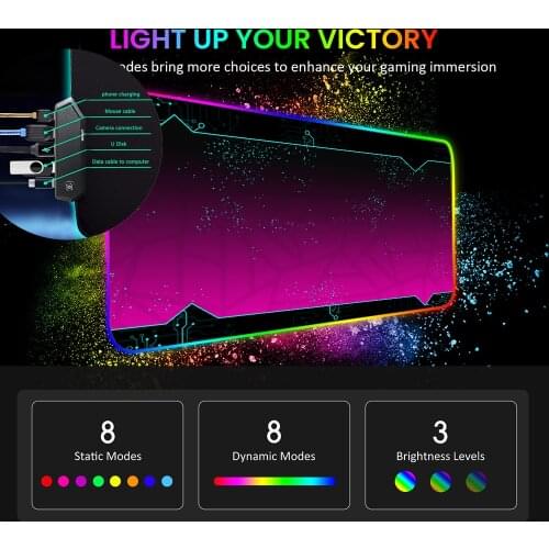 Gaming Mouse Pad RGB Gamer Computer Mouse Pad 4USB HUB Port Backlit Mouse Pad Large Size XXL Suitable for Keyboard LED Table Mat