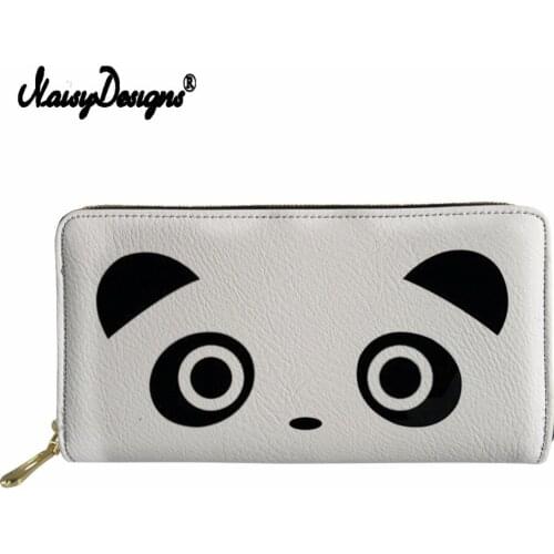 Noisydesigns PU Wallet Women Panda Pattern Print Long Purse Coin Pocket For Mens Leather Money Clip Passport Cover ID Card Bag