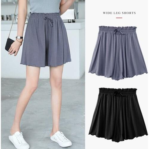 2021 summer new style modal cotton shorts female high waist wide leg casual shorts solid color large size night wear home pants