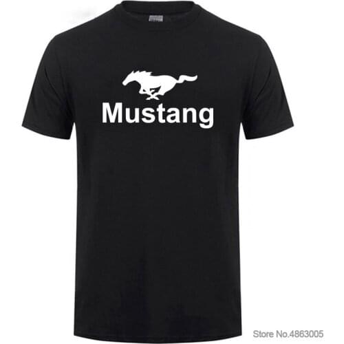 Summer Fashion Brand Mustang Short-Sleeved T-shirt Solid Colour Cotton Tops