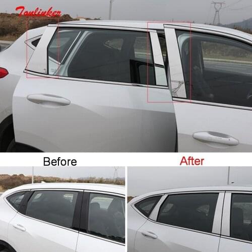 Tonlinker Exterior Car Window Column Cover Stickers for Haval F7/F7X 2018-19 Car Styling 8 PCS Stainless steel Cover stickers