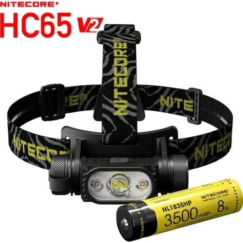 Nitecore HC65 Cree XM-L2 U2+CRI+RED LED 1000lm USB Rechargeable Headlight