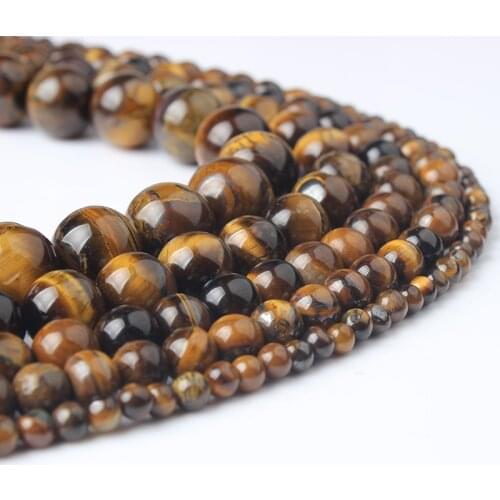 LanLi 4/6/8/10/12mm natural Jewelry tiger eye stones Beads DIY Men and women bracelet necklace ear stud accessories make