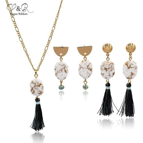 2020 Diy Handmade Jewelry Making Necklace Earring Bracelet Set With Tassel Frange Acrylic Marble Effect Glass Bead Charm Gifts
