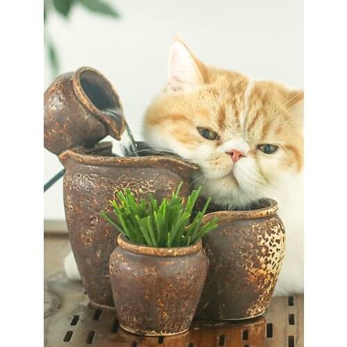 Pet Cat Drinking Fountain Pet Automatic Circulation Drinking Fountain Home Potted Plant Decoration Ornament Modeling